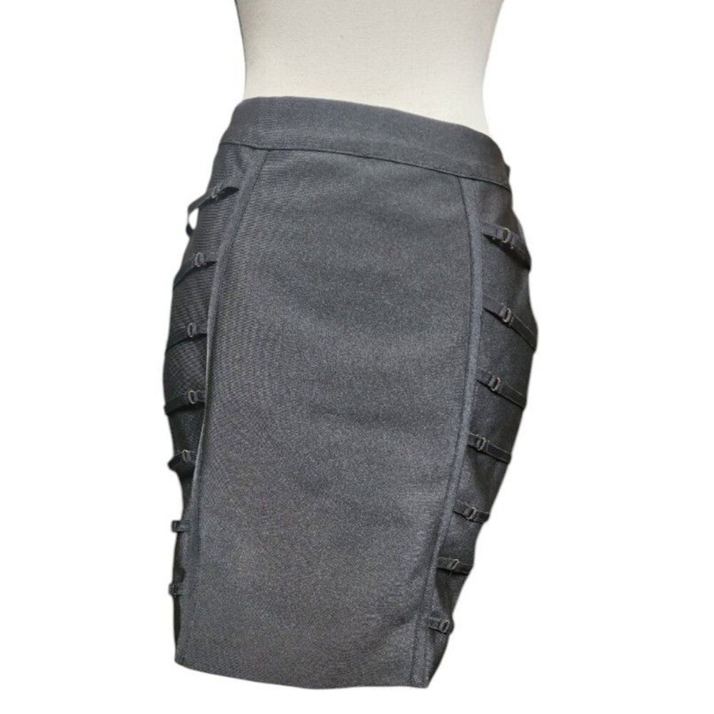 Wow Couture Bodycon Bandage Skirt Black Size Large Caged Detail High Waist
